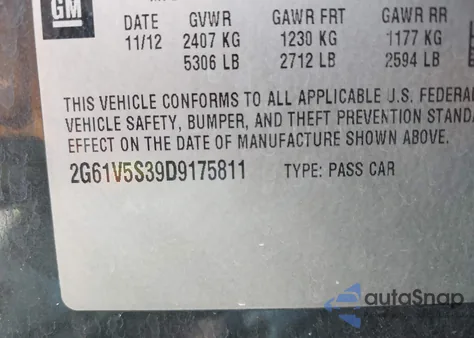 2013 Cadillac Xts Platinum из США, поврежденный, VIN 2G61V5S39D9175811